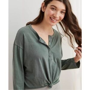 Aerie Tie Front Henley Tee